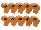 Yellow Golf Iron Head Covers Set of 10 - Waterproof PU Leather Club Protectors with Embroidered V888-ELOSUNG23727
