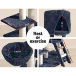 i.Pet Cat Tree 244cm Tower Scratching Post Scratcher Trees Condo House Grey PET-CAT-HSCT015-GR