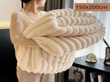 Thick Bunny Fleece Standard Blanket Warm Milk Fleece Flannel Office Nap Throw Off White 150200cm V1221-XM-LB5576-ZS195