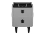 Artiss Smart Bedside Table 2 Drawers with Wireless Charging Ports LED Grey AIDA FUR-X-BS-LED-02-GY