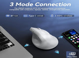 SOLAKAKA SM520 Tri-Mode Vertical Ergonomic Mouse, 24000 DPI Programmable Wireless Vertical V1300-SM520-WHITE