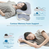 Light Pink Ergonomic Butterfly Memory Foam Pillow - Cervical Neck Support for Side, Back & Stomach V888-ELOSUNG27379