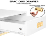 Sarantino Alessia Bedside Table - White/Gold TBL-392-11-WHG