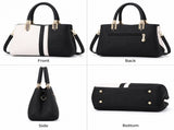Large Capacity Color Block PU Leather Handbag, Square Shoulder Crossbody Bag with Bottom Rivets & V888-ELOSUNG55315-1