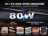 80W CO2 Laser Engraver, 500 x 700 mm, 19.7 IPS Laser Cutter Machine with 2-Way Pass Air Assist, V952-YTSDKJACCO270S9X2V3