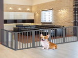 PaWz Wooden Pet Gate Dog Fence Safety Grey 100 Pack PT1060-6-GY