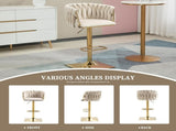 SERENIT Modern Velvet Breakfast Bar Stools Swivel Barstools Adjustable Counter Stools with Backrest V255-SE-GP1782-IVORY
