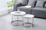 Nesting style Coffee Table - White on Silver - 60cm/45cm V292-NEST-WHT008