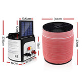 Giantz Fence Energiser 8KM Solar Powered Electric 1200M Poly Tape SFC-FIK-TAPE-1200M-8KM