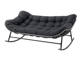 Gardeon Outdoor Rocking Chair Loveseat Wicker 2 Seater Cushion Patio Furniture Grey ODF-ROCK-ST-2S-GE-AB