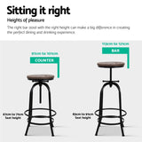 Artiss 4x Bar Stools Kitchen Dining Chairs Adjustable Wooden Vintage Stool BA-TW-V17-T14134-BKX4