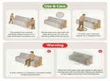 Artiss Folding Kraft Paper Sofa 3 Seater Accordion Bench with PU Leather Cushion Collapsible Couch PAPER-SOFA-3S-WHWD