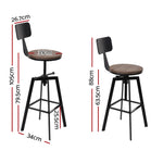 Artiss Bar Stools Kitchen Counter Chairs Vintage Metal Chairs BA-TW-V17-098BACK-BK