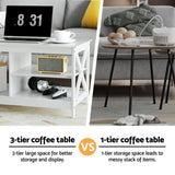 Artiss Coffee Table Storage Shelf White FUR-S-COF10-WH