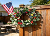 4th of July Eucalyptus Wreath for Front Door, 18 inch USA 250th Anniversary Patriotic Outdoor V1366-AZ2-W-14183