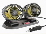 12V Dual Head Car Fan, High Wind for Dashboard, 2-Speeds Adjustable with Lighter Plug, Cools Driver V1370-AZ4-22699