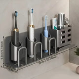 2nd Gen Space Aluminum Toothbrush Holder Drill-Free, Large-Capacity Storage, Water-Draining & V1232-YSJ-JH-002