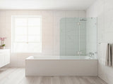 120cm Frameless Glass Bath Screen Brass U-Brackets in Black for Stylish Bathroom Upgrade V63-852041