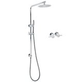 WELS Bathroom Round 8" Rain Shower Head Single Mode Brass Handheld Spray Rail Arm Set Twin Taps V1233-C4902B22HT006CKSR108CPF0282A