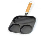 Nonstick Square Grill Pan 3 Section Versatile Breakfast Skillet Divided Egg Frying Pan for Stove V1294-YM0901-3118240108311
