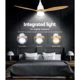 Devanti 52'' Ceiling Fan AC Motor w/Light w/Remote - Light Wood CF-B-52-312-WH