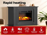 Devanti Electric Fireplace Fire Heater 2000W Black EFL-B-2000-FRAME-BK