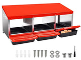 Chicken Hen Coop Hutch Nesting Box 3-Hole Roll Away Metal Design 52x47.5x81cm Durable Indoor Outdoor V985-NESTINGBOX