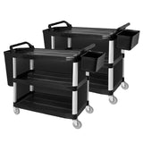 SOGA 3 Tier Covered Food Trolley Food Waste Cart Storage Mechanic Kitchen with Bins FOODCART1515WITHBINS