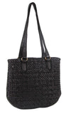 Pierre Cardin Woven Leather Ladies Shoulder Bag - Black V563-PC-3307-BLACK