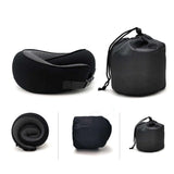 Pink Buckle Tape Memory Foam U-Shaped Neck Pillow - Snail Travel Cushion for Airplane, Office Nap, V888-ELOSUNG13352