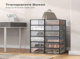 CARLA HOME 12-Pack Clear Stackable Shoe Storage Boxes - Black - Shoe Box Storage V178-36401