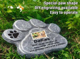 Dog Pawprint Memorial Stone DIY Lettering Dog Grave Marker Pet Monument for Outdoor Lawn Patio Rock V1369-AZ3-W-15531