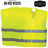 10x Hi Vis Safety Vest Reflective Tape Workwear Night & Day Bulk - Yellow - One Size V563-HIVISVEST-YELLOW-10PK