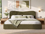 Artiss Queen Bed Frame with Storage Drawer, Chenille Curved Headboard BFRAME-I-MOSS-Q-GN-AB