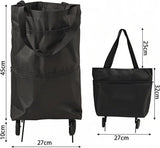 Foldable Shopping Cart With Wheels, Waterproof Oxford Bag Capacity, For Groceries Market And Travel, V1237-ZY-807-180
