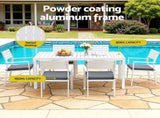 Gardeon Outdoor Dining Set 9PCS Aluminum Extendable Table Chairs Patio Furniture FF-DINING-9ALU-WH-ABC