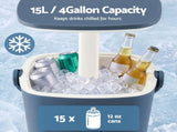 Gardeon 2-in-1 Outdoor Bar Table Portable Ice Bucket Cooler 15L Tong Blue ODF-COOLER-Q-BU