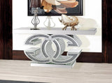 Hall Table MDF & Mirror & Crushed Acrylic Diamonds Silver Colour V43-HT-GUCI