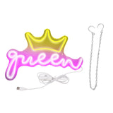 LED Neon Sign Bright USB Powered Decorative Crown Queen Wall Neon Light for Kids Room Bedroom Party V1294-YM0706-3119230136311