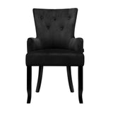 Artiss Dining Chair Velvet French Provincial Armchair Black UPHO-D-DIN116-VEL-BK