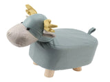 Animal Footstools Prevent Slip Cute Cartoon Giraffe Shape Soft Small Kids Stools for Home Blue V1294-YM0703-3116230000312