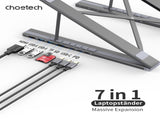 CHOETECH HUB-M48 7-in-1 Hub Foldable Laptop stand USB-C to HDMI 4K/USB-A/TF&SD/USB-C with PD V28-ELECHOHUBM48