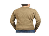 100% Shetland Ragg Wool V Neck Knit Jumper Pullover Mens Sweater Knitted - Nutmeg - S V563-SW-VN-NUTMEG23-S