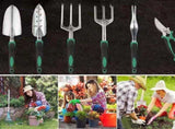 11 Piece Gardening Tool Set with Apron and Storage Tote - Hand Trowel, Transplanter, Fork, Rake, V888-ELOSUNG57356