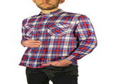Mens Flannelette Long Sleeve Shirt 100% Cotton Check Authentic Flannel - Full Placket V563-FS-FP21-49-S