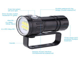 3.7V 28800Lm LED Photography Diving 80m Flashlight Torch with Bracket Stand V1294-YM0901-JY03378