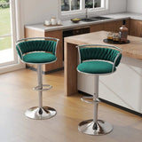 SERENIT Silver Swivel Upholstered Velvet Adjustable Height Counter Stool with Metal Frame Emerald V255-GP2311R-GREEN