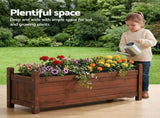 Green Fingers Garden Bed Wooden Planter Box Raised Container Growing 90x30x33cm Brown GB-WOOD-BOX-90-DB