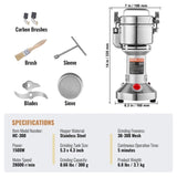 VEVOR 300g Commercial Spice Grinder Electric Grain Mill Grinder High Speed V952-DDDPSGWYMJ300P8BEV3