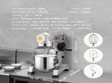 Commercial Food Mixer, 18.7L Commercial Stand Mixer with 3 Adjustable Speeds, 1100W Dough Mixer with V952-ZXSPJBJ20QT1FBO63V3